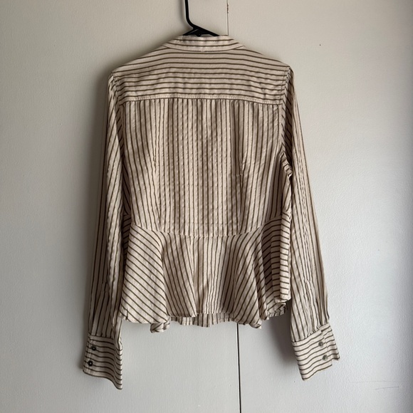 Free People Making Memories Button Down Blouse Golden Stripes Women’s Size Large - Picture 7 of 9